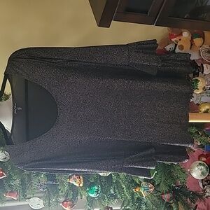 Slinky Brand Ladies Black Sparkle Blouse Size XL
